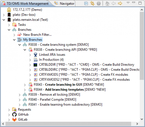 With Branches in TD/OMS, isolate development and testing without interfering with other developers' efforts 