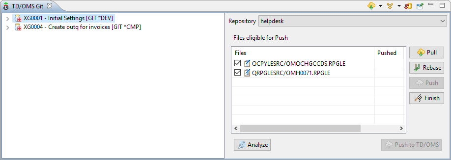 Remain Software releases change-management enhancement Git Analysis and Synchronize View