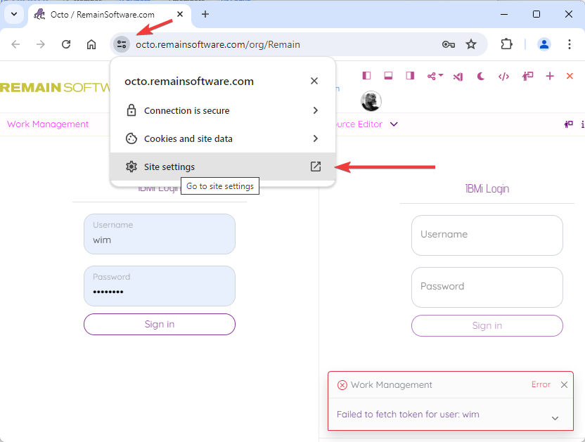 Open site settings